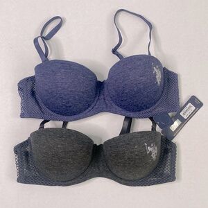 U.S. Polo Assn. 2 Pack Push Up Bra Convertible Straps 34B